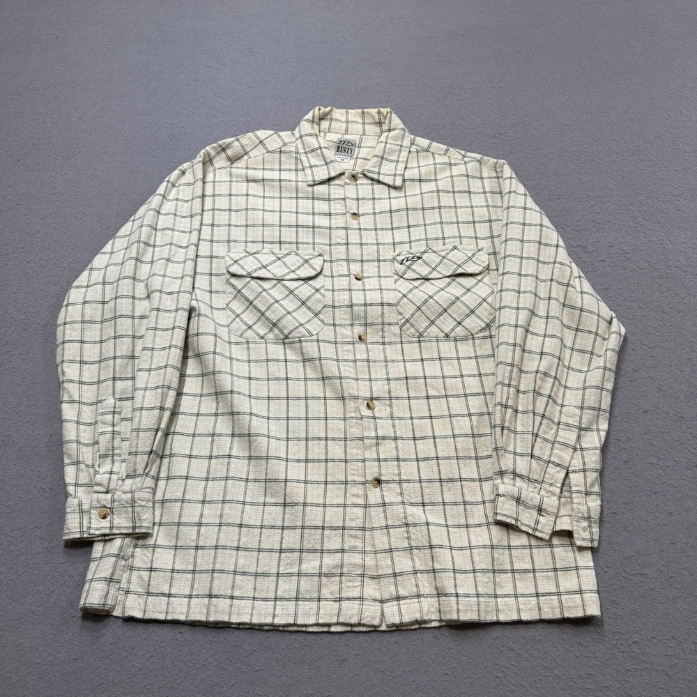 Vintage Rusty Men's Mdium Long Sleeve Plaid Button Down Shirt Western Classic